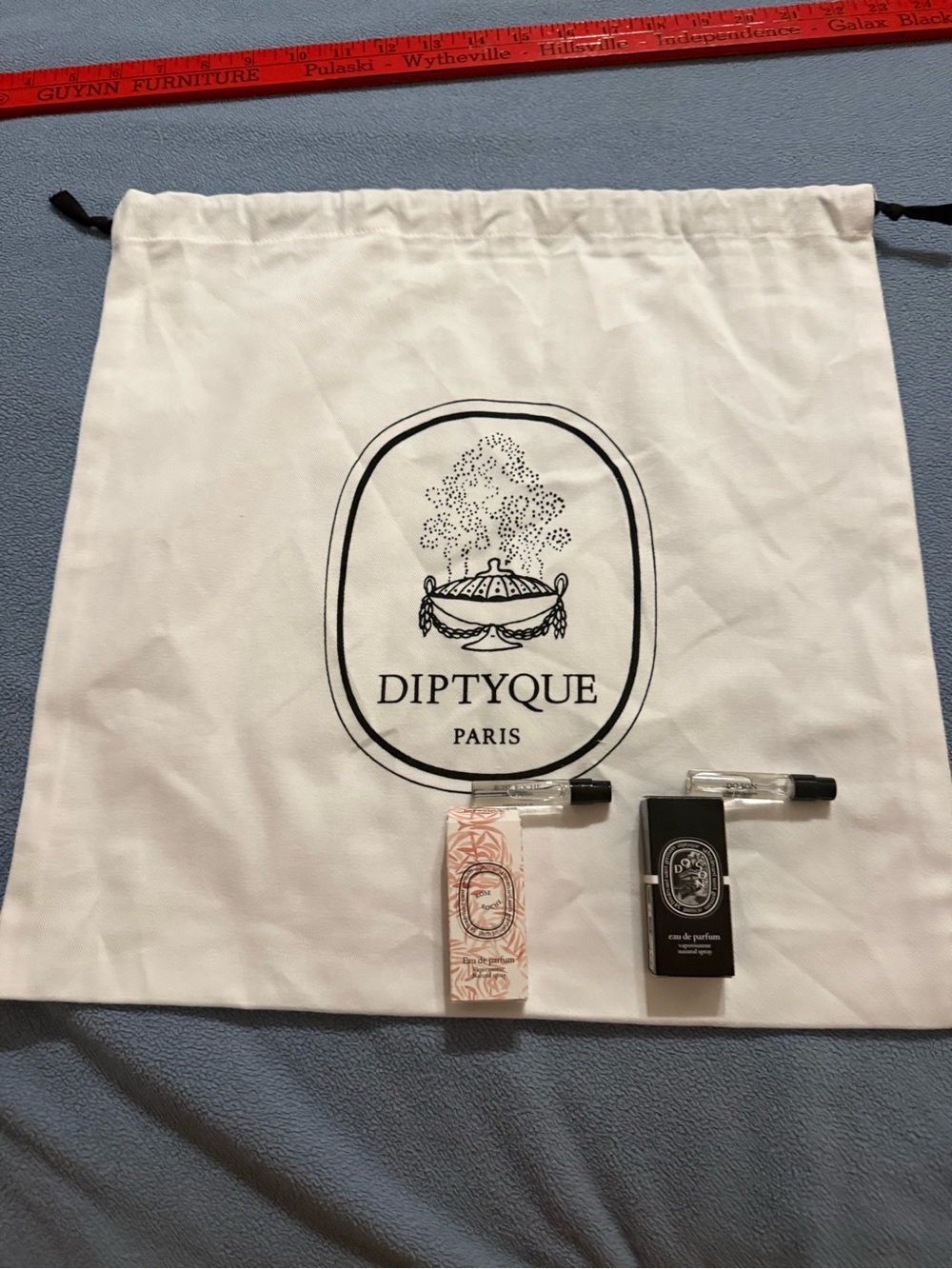 Diptyque Rose Roche & Doson Parfum samples with gift bag